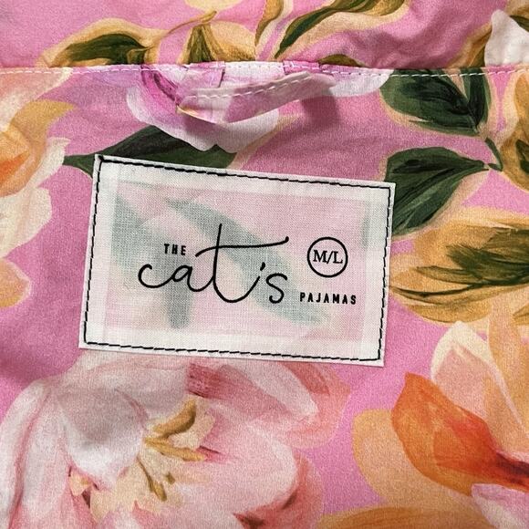 The Cat’s Pajamas Womens Luxe Pima Floral Kimono Robe Size M/L Blush Rose Lounge - Picture 7 of 9